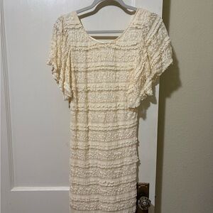 Blu Pepper Cream Layered Lace Mini Dress